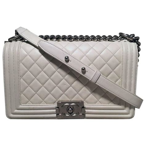 white chanel boy bag outfit|Chanel boy small quilted bag.